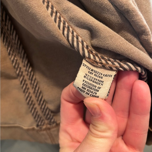 Stylish Women's Brown moto Jacket bodycon boho medium neutral pockets western - Picture 14 of 16